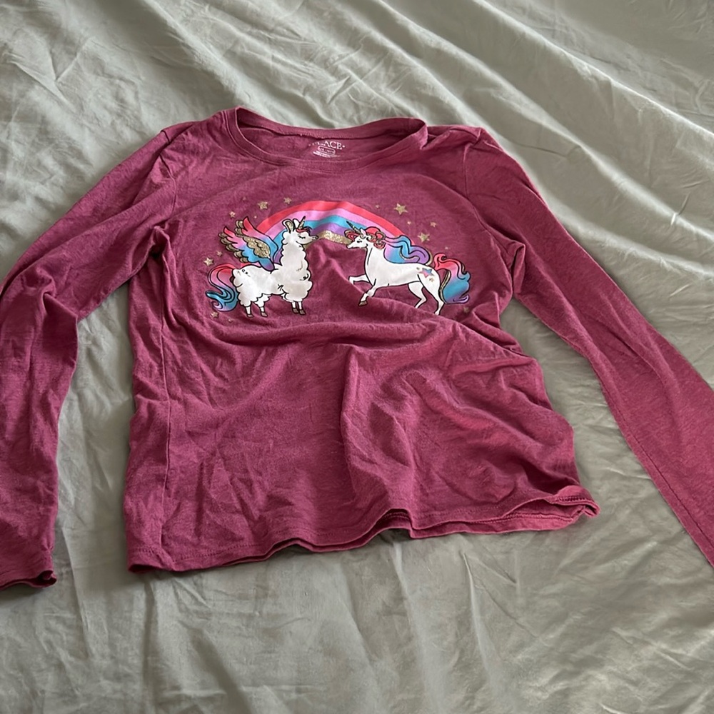 Children’s place size large unicorn and lama long sleeve shirt
